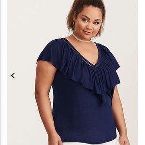 Torrid Navy ruffled swing top